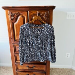 Madewell 100% Silk Floral Long Sleeve Blouse, Size XL